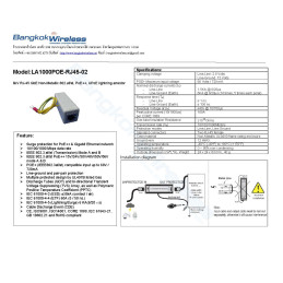 LA1000POE-RJ45-02, 6kV RJ-45 GbE Non-Metallic 802.af/at, PoE++, UPoE lightning arrestor